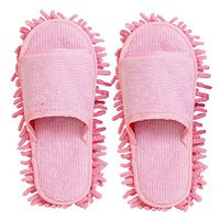 Ozzptuu Simple Comfortable Open Toe Dust Mop Slippers Floor Cleaning Tool Microfiber Detachable Washable Cleaning Slipper for Women Men (Pink, Women 7-10/Men5-8)