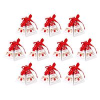 LLY Christmas Boxes Candy Gift Boxes 3 Cute Styles Christmas Candy Treat Boxes with Ribbons Xmas Cookie Boxes Gift Boxes（10 Pieces） (A)
