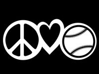 Peace Love Baseball Vinyl Decal Sticker | Cars Trucks Vans Walls Laptops Cups | White | 7.5 X 3.3 inch | KCD1609