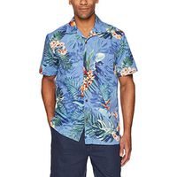 TiItstoy Summer Mens Casual Beach Printed Button Short Sleeve Hawaiian T-Shirt Top Blouse (Dark Blue,X-Large)