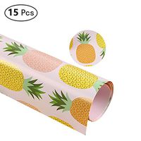 Zhi Jin Atr Painting Waterproof Gift Wrapping Paper Flower Packaging Paper Set for Christmas Holiday 15 Sheets/Pack Pineapple
