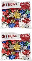 Berwick C.O. Set of 100 Gift Bows in Assorted Holiday Colors Gift Wrapping Christmas Bows- Easy Peel 'N Stick (100 Bows)