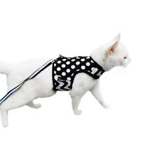 Yizhi Miaow Escape Proof Kitten Harness with Leash X-Small, Adjustable Kitten Walking Jackets, Padded Kitten Vest Polka Dot Black