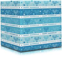 Happy Hanukkah Gift Wrap Chanuka - Rows Design 17.5IN. X 144 in. Each (Pack of 2 Rolls)