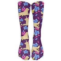WHOET MOOE Happy Golden Retriever Unisex Comfort Long Socks Stockings Crazy Pattern Cotton Socks for Men Women
