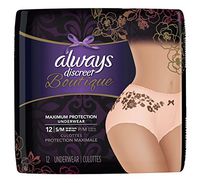 12 Count (1 Package) Small/Medium, Always Discreet Incontinence Underwear for Women, Maximum Absorbency, Peach