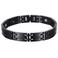 HiTreasure Black Titanium Steel Magnetic Therapy Negative Ions Germanium Bracelet Pain Relief for Arthritis Men Women(Imported,3000 Gauss Each Link)