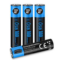 USB Rechargeable AAA Batteries 450mAh with USB Ports - High-Capacity Batteries Long-Lasting Power Recyclable Recharge Battery Cable-（4 Pack）