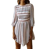 Summer Dresses for Women Plus Size, Dresses for Women Work Casual Midi Length,Women's Spring and Summer Fashion Casual Wild Print Striped Round Women Dress Black