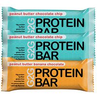 G2G Protein Bars - 3 Boxes Meal Replacement Bar to Support Clean Eating, Gluten Free - Two Boxes of Peanut Butter Chocolate Chip and One Box Peanut Butter Banana Chocolate, 24 Bars