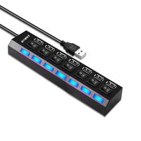 LOBKIN 7 in 1 USB 2.0 Hub with Separate Power Switch, LEDs and A USB Cable Compatible for All USB Device