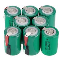 WindMax US SELLER Green Color 8 PCS 1.2V 2200mAh Ni-Cd NiCd Rechargeable Battery Batteries 4/5 Sub C SC with Tabs