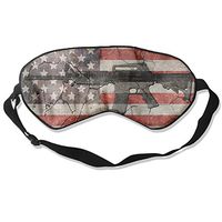 100% Silk Sleep Mask Eye Mask Gun American Flag Soft Eyeshade Blindfold With Adjustable Strap For Men Women And Kids For Sleeping Travel Work Naps Blocks Light
