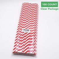 18 Inch Extra Long Paper Drinking Straws, 100% Biodegradable, Red Stripe, 100 Count, for Large Tall 100oz Drink Containers, Fish Bowls, DIY Art Straws and Many