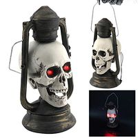 ❤Ywoow❤ 🍀 2019 LED Skull Lantern Glowing Eyes Creepy Hanging Lamp Halloween Decor Props