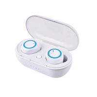 GoodKE Wireless Earbuds Bluetooth Passive Noise Reduction Dual Bluetooth Earphone Earbud Headphones - White Blue