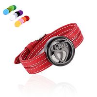 constantlife Passion Red &Black Stainless Steel Fragrance Essential Oil Diffuser Lockets Adjustable Leather Band Bracelet X'Mas Gift Girl Women (Love)