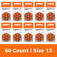 AmazonBasics 1.45 Volt Hearing Aid Batteries - Pack of 60, Size 13