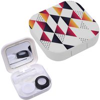 Portable Contact Lens Case Box Travel Kit Mirror + Bottle + Tweezers Container Holder [ Colored Triangles ]