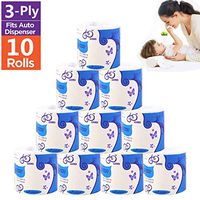 10 roll Ultra Soft & Strong Toilet Paper Bulk Recycled Bath Tissue 4-Ply Toilet Paper for Family Restaurant Hotel (Blue)