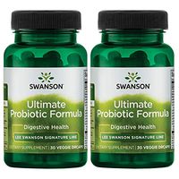 Swanson Ultimate Probiotic Formula Digestive Health Immune System Support 66 Billion CFU Prebiotic NutraFlora scFOS 30 DRcaps Veggie Capsules (Caps) (2 Pack)