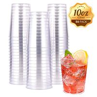 10 OZ Clear Disposable Plastic Cups, Clear Plastic Cups Tumblers, Heavy-duty Party Glasses, Disposable Cups for Wedding, Thanksgiving, Christmas Party(50 Pack)