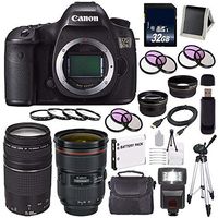 Canon EOS 5DS DSLR Camera (Body Only) + Canon EF 24-70mm f/2.8L II USM Lens + Canon EF 75-300mm f/4-5.6 III Lens + LP-E6 Replacement Lithium Ion Battery + 32GB + Tripod + FLASH + Card Reader Bundle 44