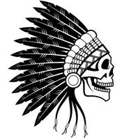 ELKS Unique Design Indian Skull Chief CAR Decal Sticker, White, 8 in, Die Cut Vinyl Decal, for Windows, Cars, Trucks, Toolbox, Laptops, MacBook-virtually Any Hard Smooth Surface