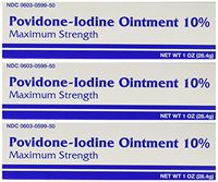 Major Pharmaceuticals Povidine Iodine USP First Aid Ointment for Cuts, Scrapes and Burns, 3 Count
