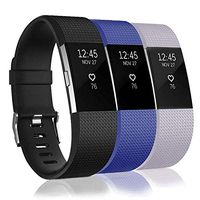 Bands Replacement Compatible for Fitbit Charge 2, Adjustable Wrist Accessories Sport Wristbands for Women&Men (Black-Lavender -Navy Blue-D, Small)