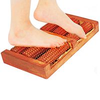 Wooden Acupressure Dual Foot Massager Roller For Tired Feet Relieves Plantar Fasciitis Foot Aches Soreness Pain & Stress Relief Effective Blood Circulation Deep Tissue Muscle Therapy Reflexology