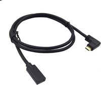 Riipoo 5.9ft 1.8 Meter USB Type C Cable, 90 Degree Left & Right Angle USB 3.1 Type-c Male to Female Extension Charging and Data Transfer Cable, Gold Plated Plug (Left & Right - FM)