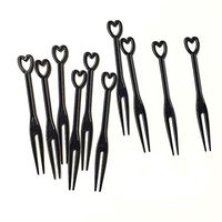 erioctry 500PCS Disposable 3.5" Plastic Cocktail Picks Fruit Forks Cocktail Sticks Party Supplies Plates Picks Cake Forks Dessert Forks (Black)