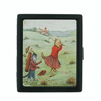 Perfection In Style Metal Cigarette Case Vintage Golf Design 014