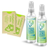Calyptus Eyeglass Lens Cleaner Spray Care Kit | 100% Natural, Plant Based, Non-Toxic, and Safe | Alcohol Free, Ammonia Free, VOC Free | AR Safe for Coated Lenses | 16 oz Bundle with 2 Calyptus Cloths