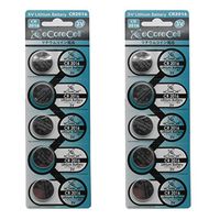 eCoreCell (10pcs) CR2016 5000LC 3V 3 Volt Lithium Single Use Non-Rechargeable Button Coin Cell Battery
