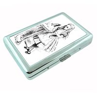 Perfection In Style Silver Cigarette Case Metal Wallet Alice in Wonderland Design D006