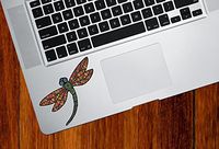 Yadda-Yadda Design Co. Dragonfly - Patterned Dragonfly - Vinyl Trackpad Tablet Decal - Copyright2016 (3" w x 2.75" h) (Small, Orange Wings)