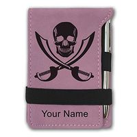 Mini Notepad, Jolly Roger, Personalized Engraving Included (Pink)