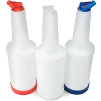 3-pack of Colorful Juice Pouring Spout Bottle Containers - Mix, Pour, Store, Plastic Barware by Cocktailor (The Patriot, Red/White/Blue)