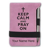 Mini Notepad, Keep Calm and Pray On, Personalized Engraving Included (Pink)
