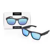 Inventiv Wireless Bluetooth Sunglasses, Open Ear Music & Hands-Free Calling, for Men & Women, Polarized Lenses, Compatible with iPhone/Android (Black/Blue Tint)