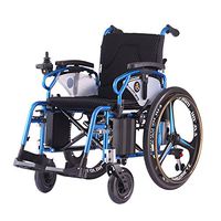 Lightweight Dual Function Foldable Power Wheelchair (Polymer Li-ion Battery) with Magnesium Alloy Rim. Drive with Power or use as Manual Wheelchair. (Electric Motorised Wheelchair)