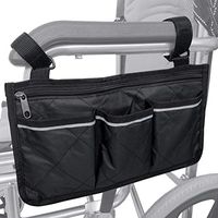 Wheelchair Armrest Accessories, Waterproof Wheelchair Side Bags to Hang on Side with Bright Line Black Walker Storage Pouches for Home/Outdoor/Car (Black Side)