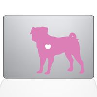 The Decal Guru I Love My Pug Decal Vinyl Sticker, 13" MacBook Pro (2016 & Newer Models), Pink (1487-MAC-13X-BG)
