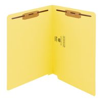 Smead WaterShed/CutLess End Tab Fastener File Folder, Reinforced Straight-Cut Tab, 2 Fasteners, Letter Size, Yellow, 50 per Box (25950)
