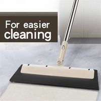 CNBEAU Cleaning Sweeper Magic Broom Rubber Mop Clean Sweep Scraping Dust Hair Bathroom Glass Wiper Blade Bathroom Accessories tools (Color : Light yellow)