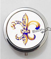 BlackKey Fleur De Lis Design 3-Compartment Decorative Pocket Gift Box Case Organizer for Pill, Color 1 -397