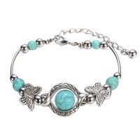 Charm Retro Bracelets for Women Girls, Natural Turquoise Carved Pendant Bohemian Jewelry Bracelets Valentine's Day Gifts