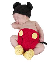 Jastore Photography Prop Baby Costume Cute Crochet Knitted Hat Cap Girl Boy Diaper Shoes Mouse Red